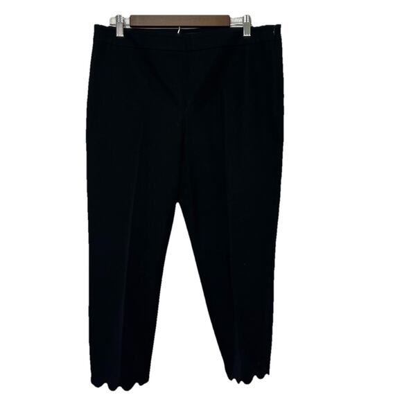 Talbots Black Scallop Hem Catham Crop Straight Leg Dress Crop Pants Size 12 P - Picture 1 of 8